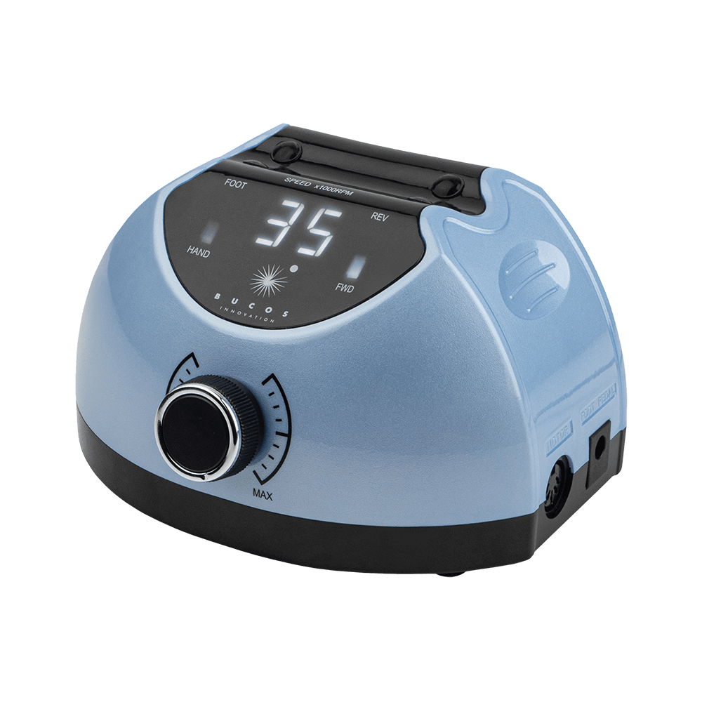 Bucos Nail Drill X4 PRO BLUE OCEAN 65 Watt and 35,000 rpm. for manicure and pedicure